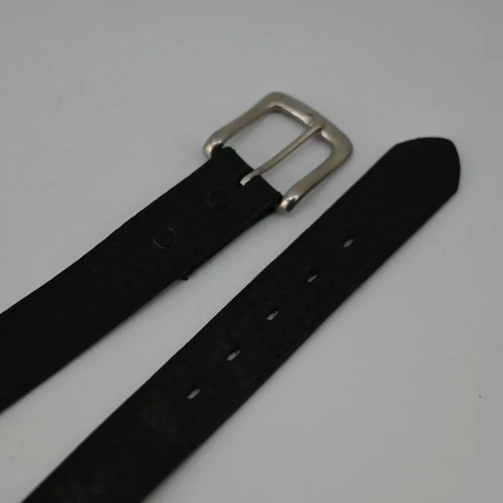 Men's Leather Belt Size 46 Black Basket Weave Casual Security Uniform